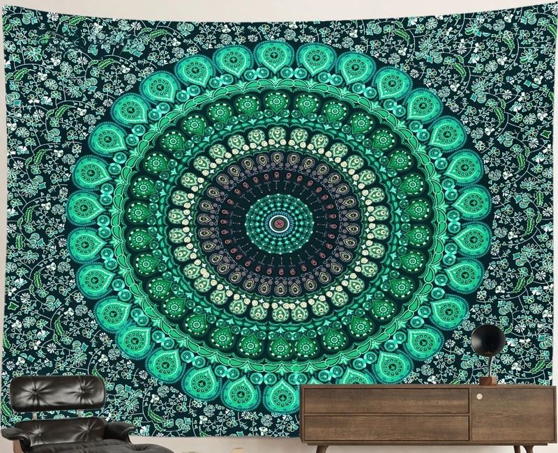 Mandala Tapestry: Smaragd Green