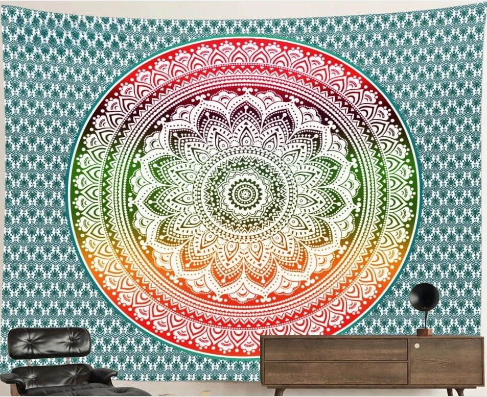 Mandala Tapestry: Rainbow Bloom
