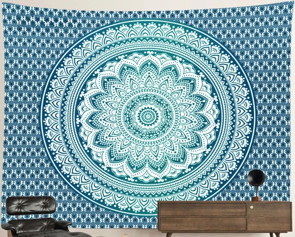 Mandala Tapestry: Blue Bloom
