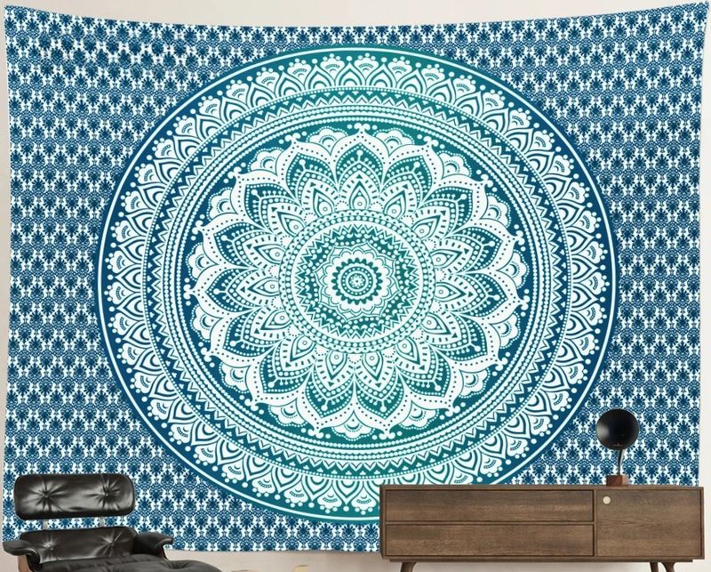 Mandala Tapestry: Blue Bloom