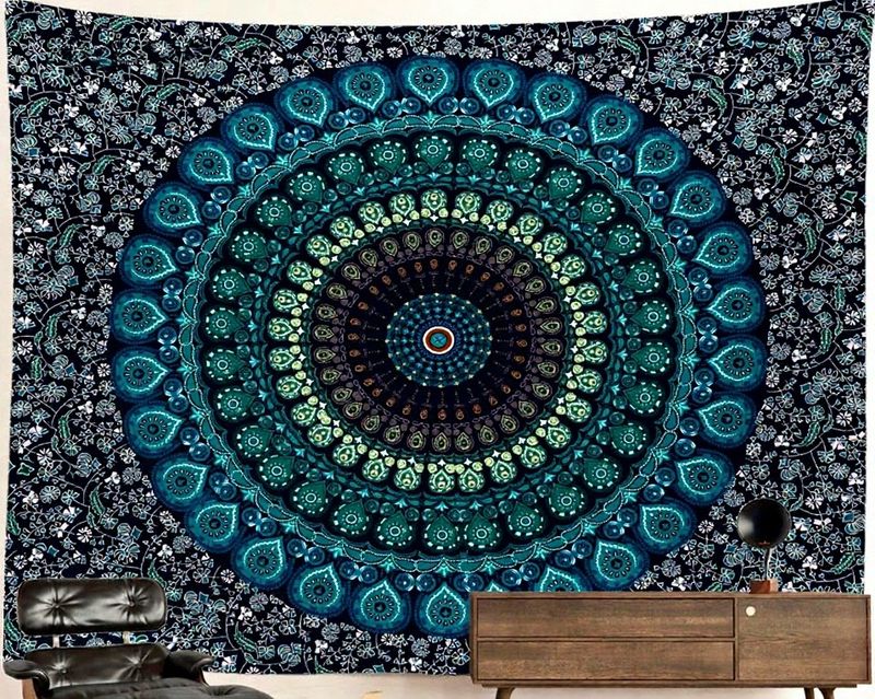 Mandala Tapestry: Ocean Blue