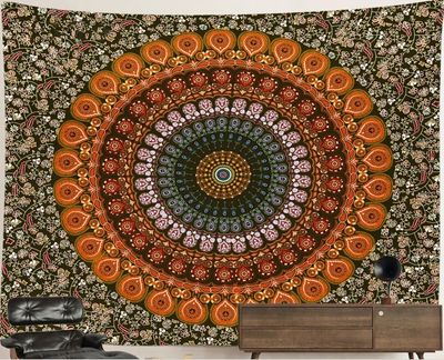 Mandala Tapestry: Amber Orange