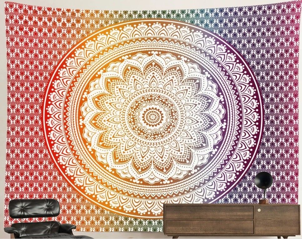 Mandala Tapestry: Colorful Blossom