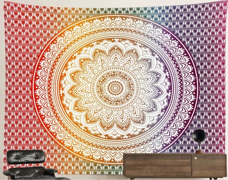 Mandala Tapestry: Colorful Blossom