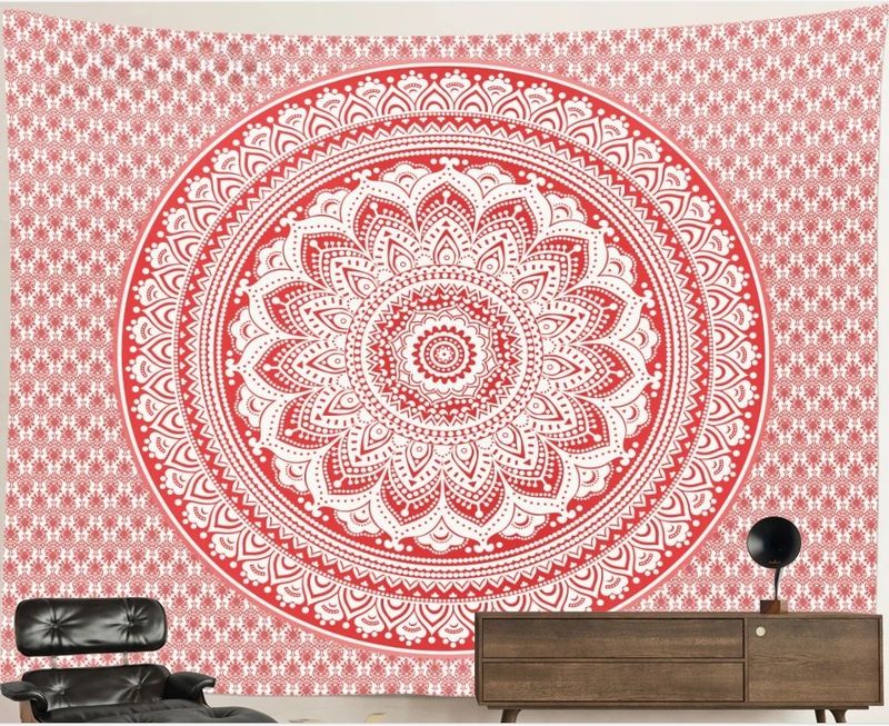 Mandala Tapestry: Slightly Red Bloom