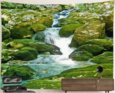 Waterfall Nature Tapestry: Mossy Stream Waterfall Nature Tapestry: Mossy Stream