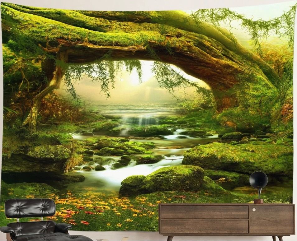 Waterfall Nature Tapestry: Mystical Stream