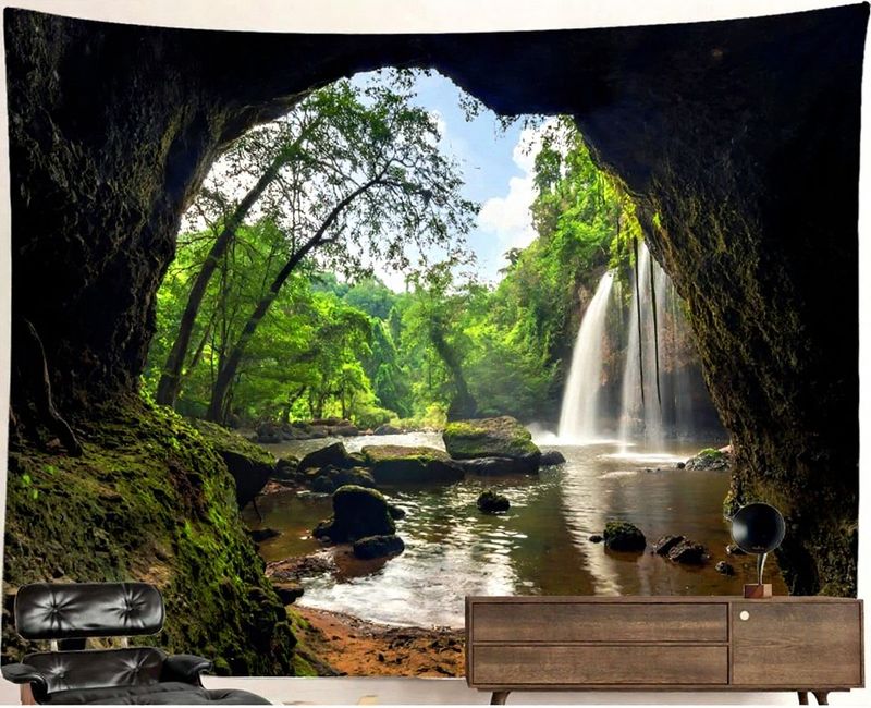 Waterfall Nature Tapestry: Cave - Waterfall Waterfall Nature Tapestry: Cave - Waterfall