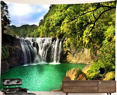 Waterfall Nature Tapestry: Jungle Oasis Waterfall Nature Tapestry: Jungle Oasis