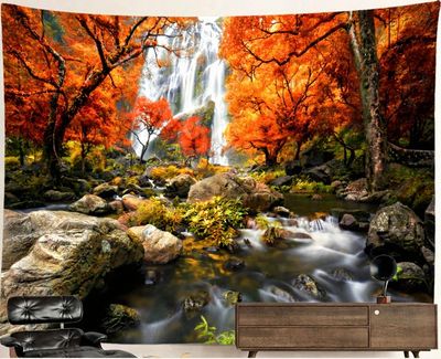 Waterfall Nature Tapestry: Autumn Fall Waterfall Nature Tapestry: Autumn Fall