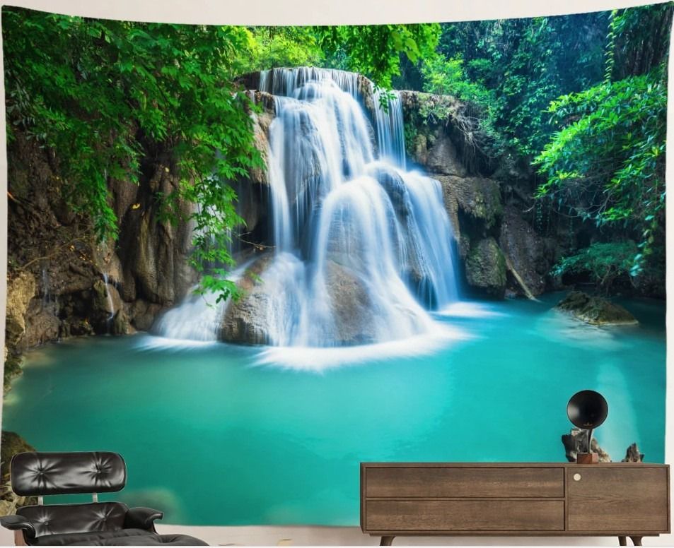 Waterfall Nature Tapestry: Blue Lagoon