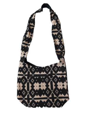 Große Hippie-Handtasche: Arcade Style (schwarz weiß) (35x25x12cm)
