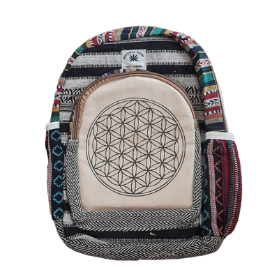 Handgefertigter Rucksack aus Indien "Blume des Lebens"