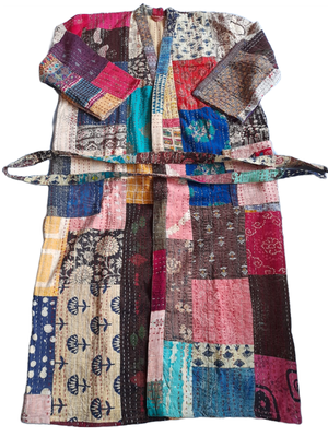 Langer Mantel im Patchwork-Design, für kühle Tage