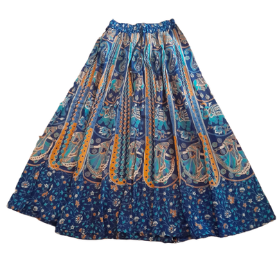 Langer indischer Rock (Blaue-Orange, Hell)