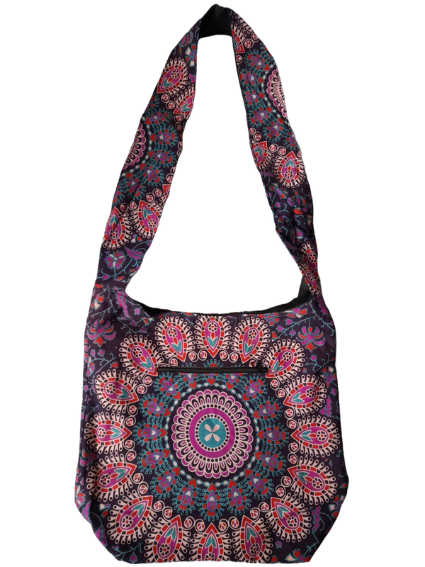 Große Hippie-Handtasche: Bohemian Style (lila) (35x25x12cm)