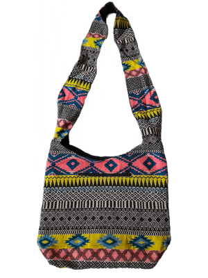 Große Hippie-Handtasche: mit rosa Rauten  (35x25x12cm)