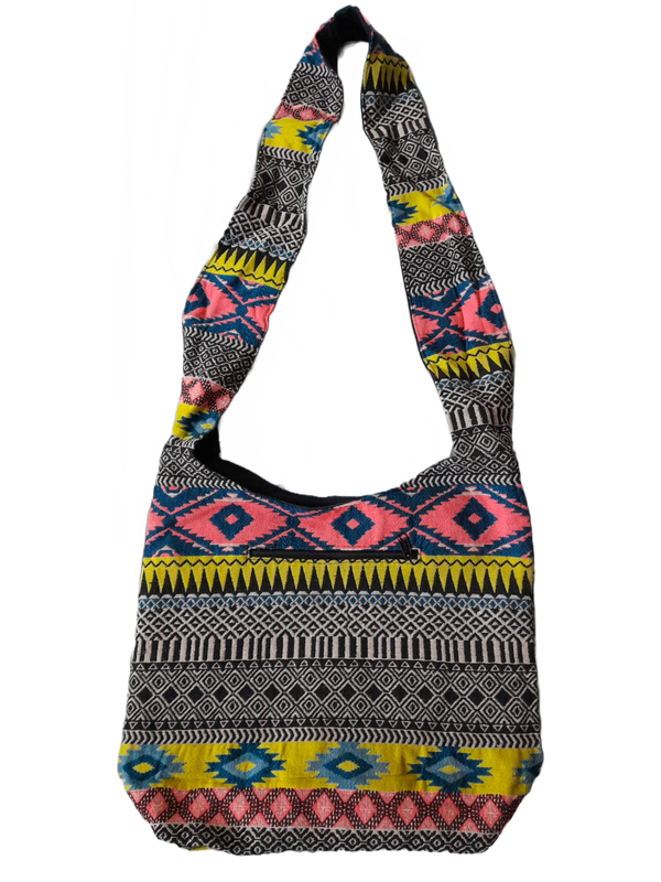 Große Hippie-Handtasche: mit rosa Rauten  (35x25x12cm)