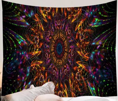 UV-Licht aktives Wandtuch/Wandteppich: Fraktale Iris (Schwarzlicht aktiv)