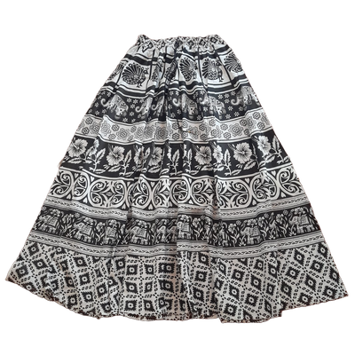 Langer indischer Rock (Schwarz-Weiß)