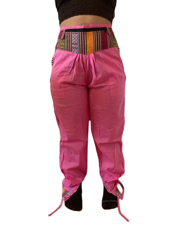 Bequeme Tibet Style Hose aus 100% Baumwolle in Hellrosa