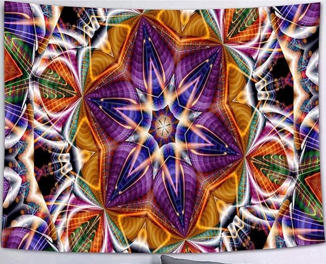 UV-Licht aktives Wandtuch/Wandteppich: Trippy Stern (Schwarzlicht aktiv)