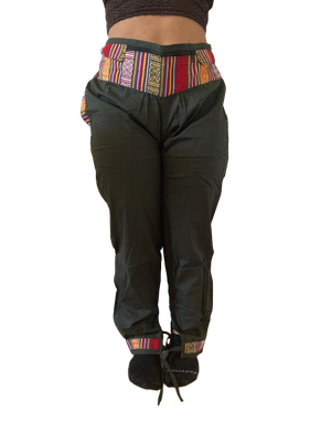 Bequeme Tibet Style Hose aus 100% Baumwolle in Olivgrün