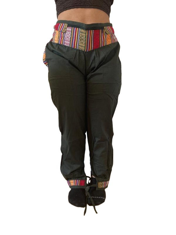 Bequeme Tibet Style Hose aus 100% Baumwolle in Olivgrün