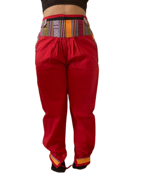 Bequeme Tibet Style Hose aus 100% Baumwolle in Rot