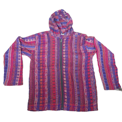 Flauschige Hippie Jacke mit bunten Streifen in Lila
