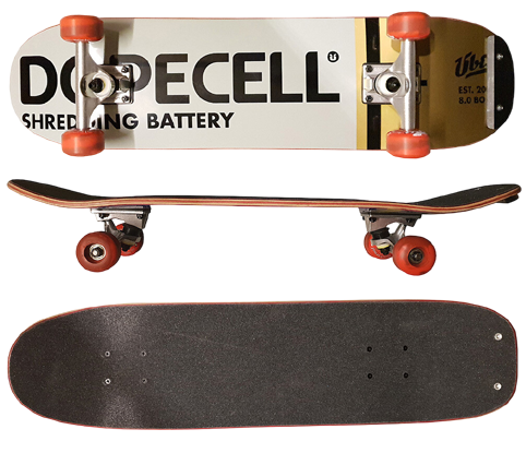 Freestyle Skateboard Über Dopecell White 7.5"x28.7" Komplett