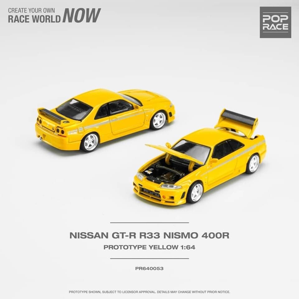 POP RACE Skyline GT-R33 Nismo 400R Yellow (PR64-53)