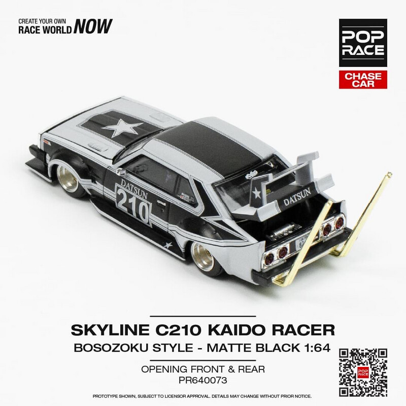 POP RACE Bosozuku Skyline C210 Kaido Racer Satin Smooth Matte Black (PR64-73)