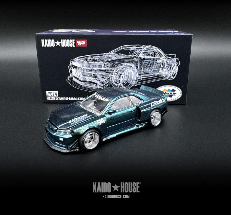 [UNSEALED] KAIDOHOUSE Nissan Skyline GTR R34 Kaido Works GReddy V1 Alloy Green (KHMG074) | Unsealed