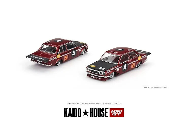 KAIDOHOUSE x MINI GT Datsun 510 Pro Street V1 Red/Black (KHMG087)