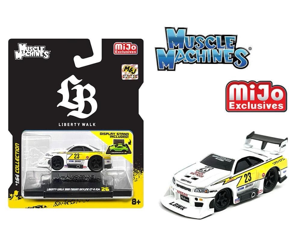 Muscle Machines 1/64 LBWK Nissan GT-R R34 Super Silhouette Skyline White Muscle Machines 1/64 LBWK Nissan GT-R R34 Super Silhouette Skyline White