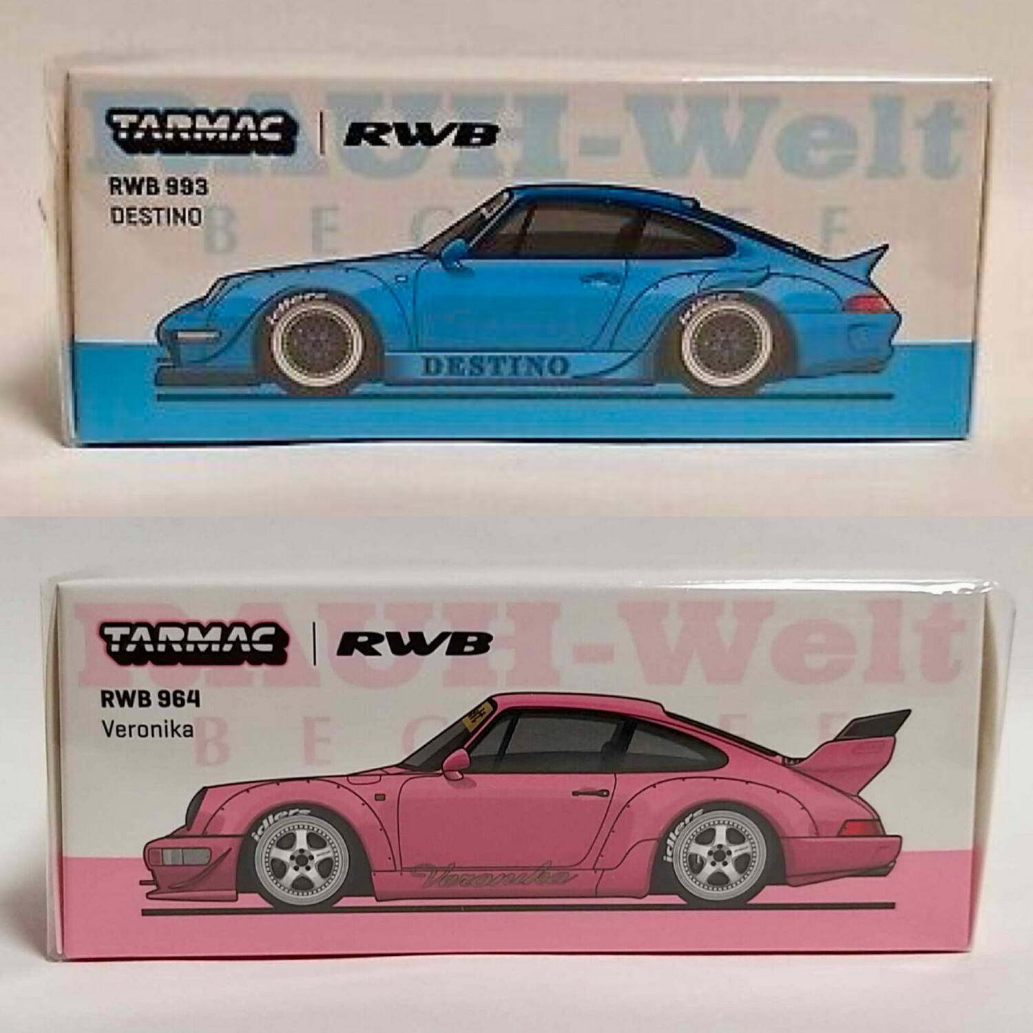 Tarmac Works 7-11 Taiwan Exclusive RWB Porsche 993 Destino &amp; 964 Veronika [Set of 2]