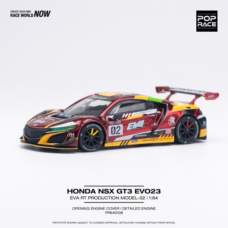 Image 171: POP RACE 1:64 Honda MSX GT3 EVO22 EVA RT Production Model 02 Red (PR64-108)