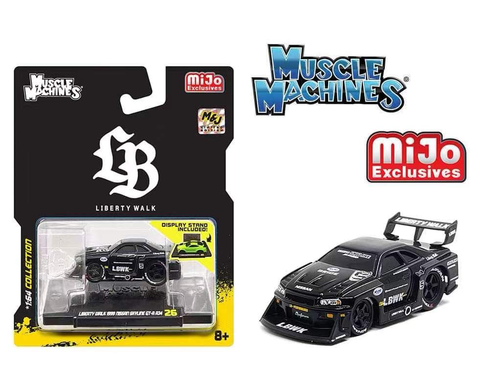 Muscle Machines LBWK Nissan GT-R R34 Super Silhouette Skyline - Black (1/64)