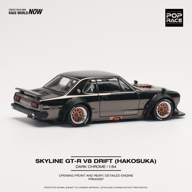 POP RACE Nissan Skyline GT-R V8 Drift (Hakosuka) Dark Chrome (PR64-97)