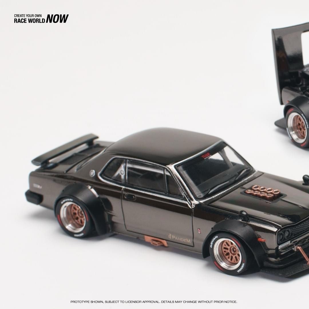 POP RACE 1:64 Nissan Skyline GT-R V8 Drift (Hakosuka) Dark Chrome