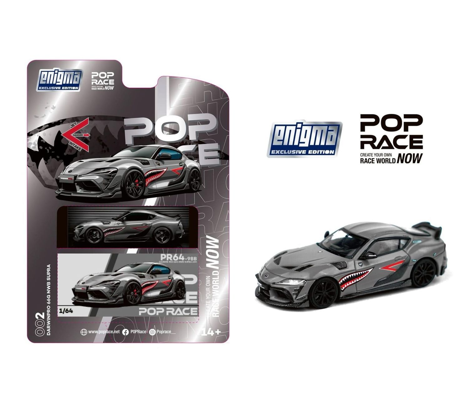 POP RACE DarwinPro 66G NWB Supra Grey Metallic Blister | ENIGMA Exclusive (PR64-98B)