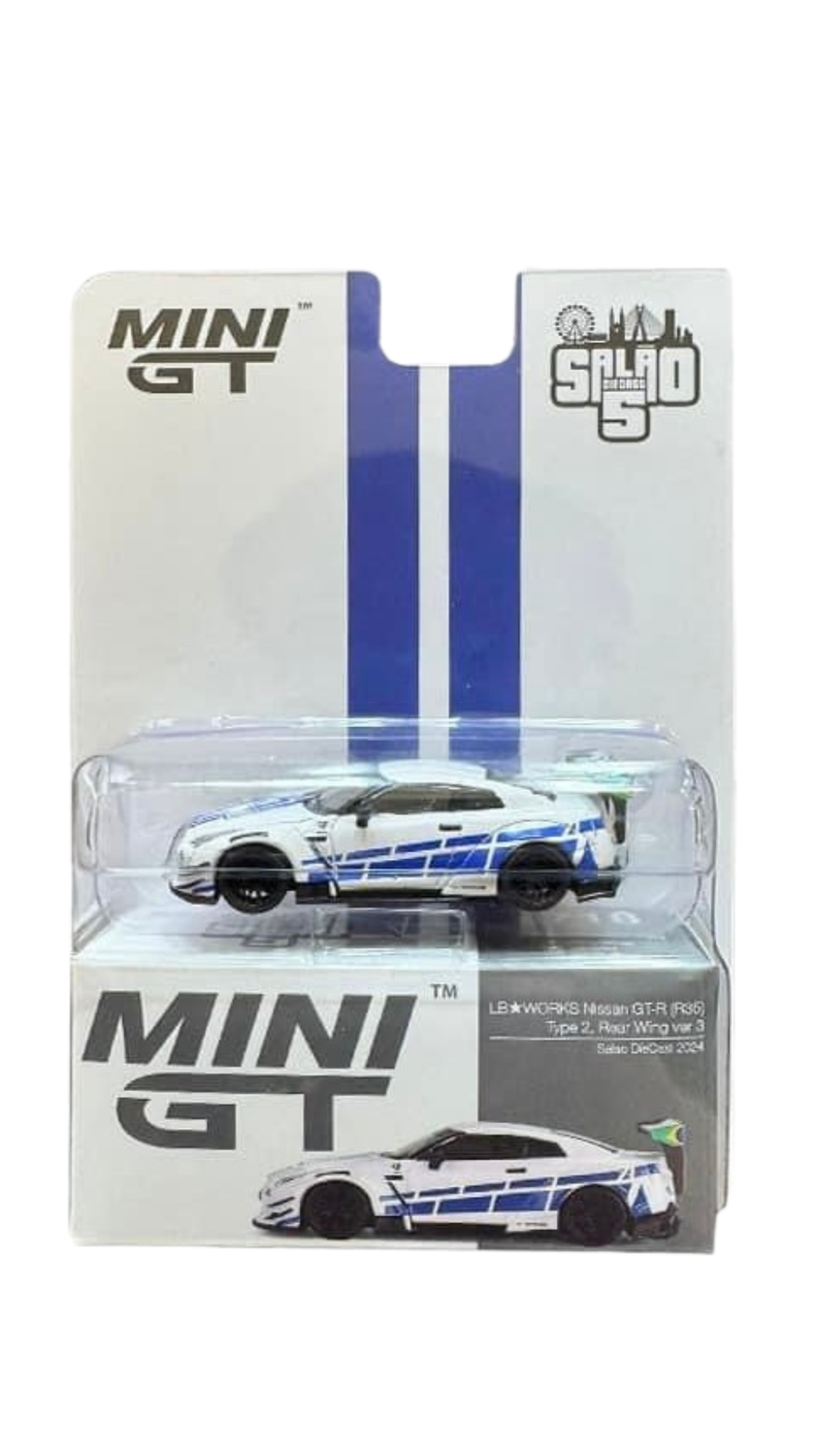 #718 MINI GT LB* WORKS Nissan GT-R (R35) Type 2, Rear Wing Ver 3 SALAO Brazil Diecast 2024