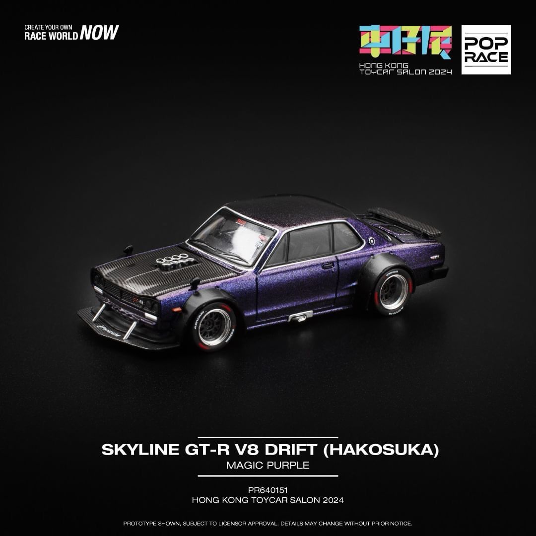 POP RACE Hong Kong Toycar Salon 2024 Skyline GT-R V8 Drift (Hakosuka) Magic Purple (PR64-151)