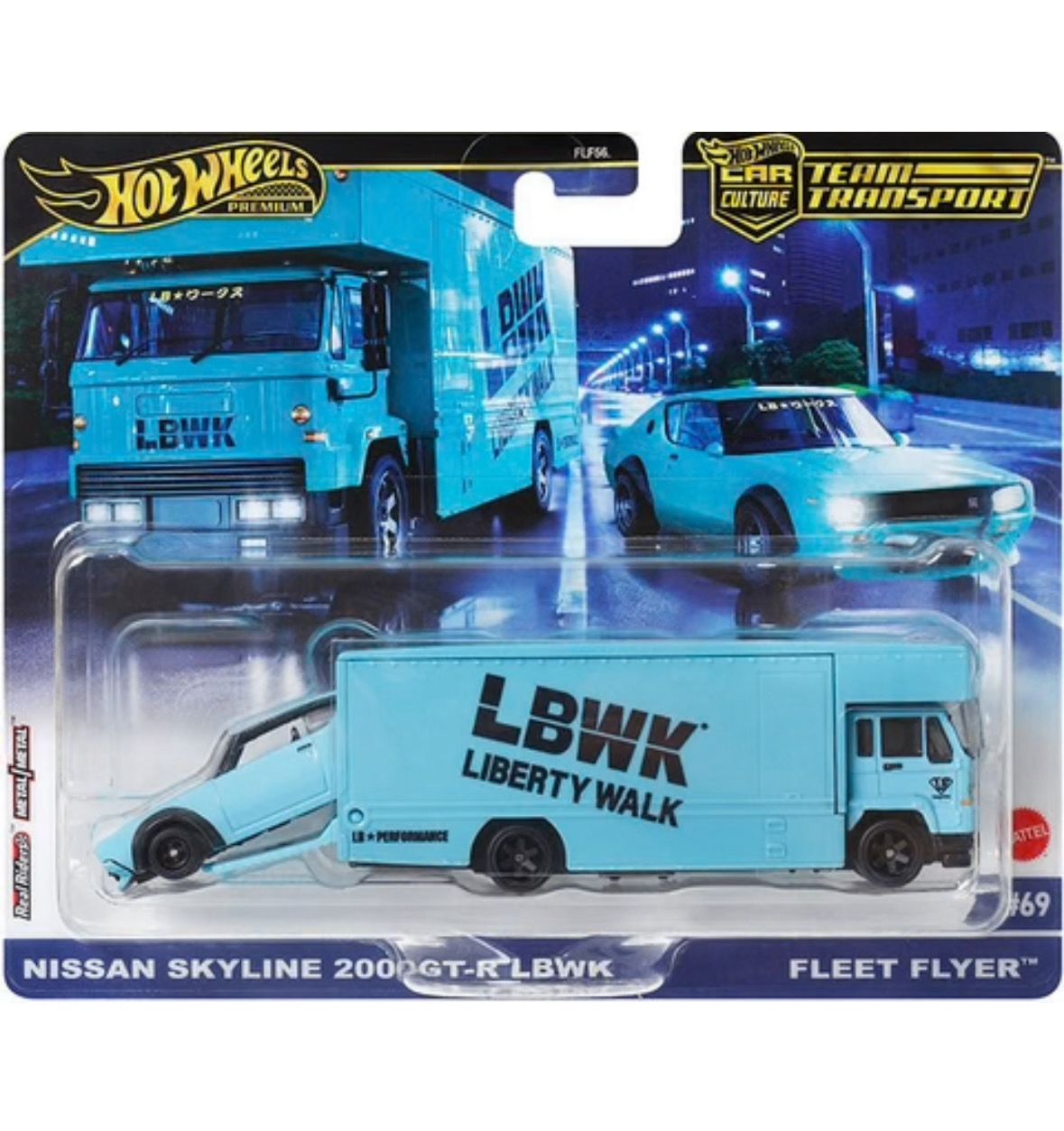 Hot Wheels Team Transport Liberty Walk Nissan Skyline 2000 GT-R LBWK Fleet Flyer