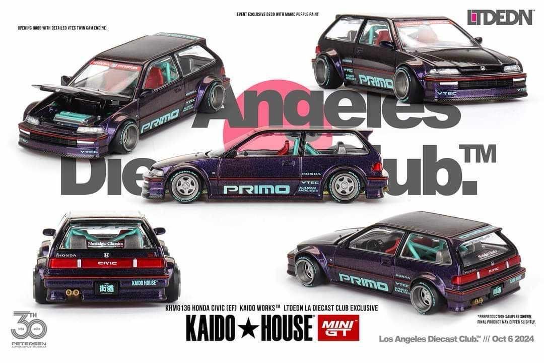 KAIDOHOUSE Honda Civic (EF) Kaido Works Black Limited LTD EDN LA Diecast Club Exclusive (KHMG136) | Signed