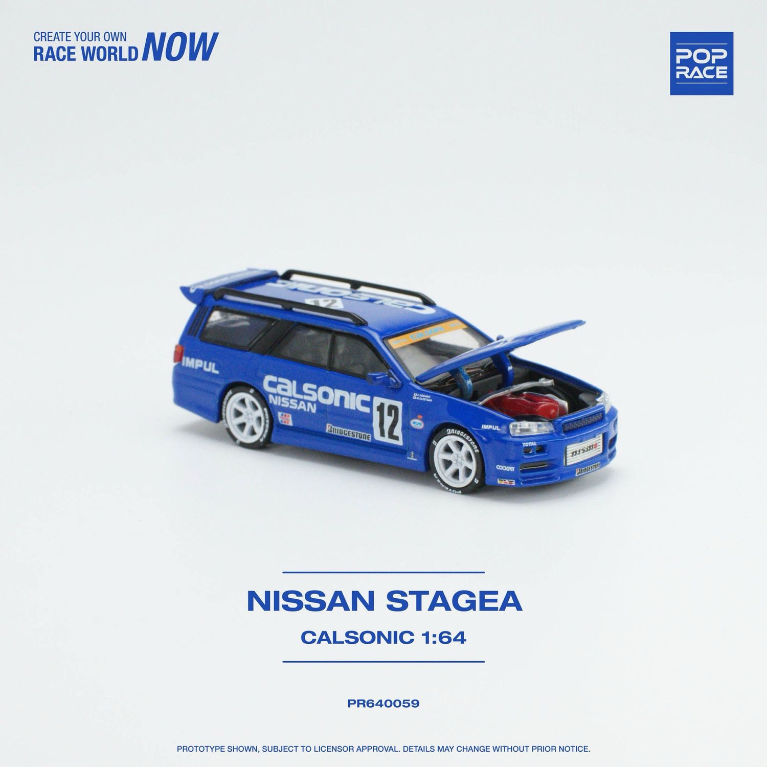 POP RACE 1:64 Nissan Stagea Calsonic Livery (PR64-59)