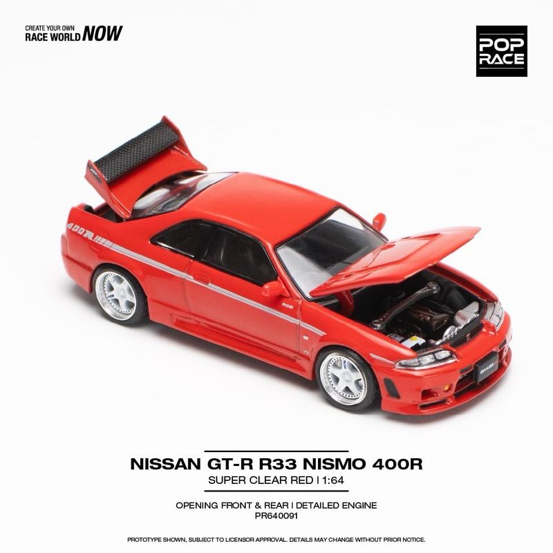 POP RACE 1:64 Nissan GT-R R33 Nismo 400R Super Clear Red (PR64-91) POP RACE 1:64 Nissan GT-R R33 Nismo 400R Super Clear Red (PR64-91)