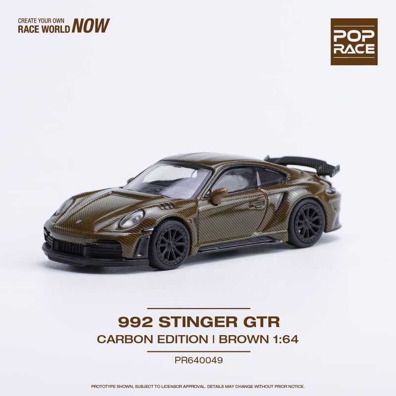 Image 155: POP RACE 1:64 Porsche 992 Stinger GTR Carbon Edition Brown (PR64-49)