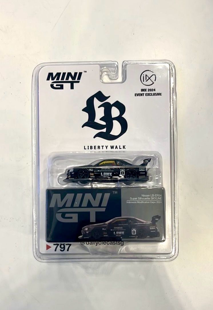 Mini GT #797 LBWK IMX限定日産LB-ER34 Mini GT Nissan LB-ER34 Super Silhouette CARBON Skyline